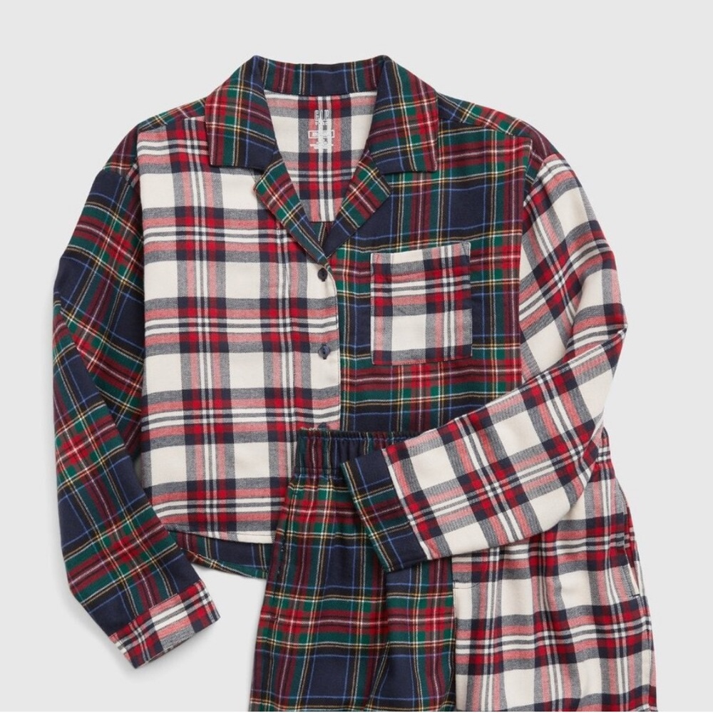 GAP Red and Green Flannel PJ Set 6T